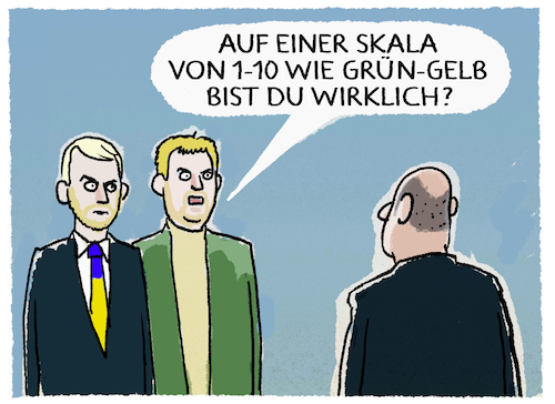 Cartoon: Sondierungsskala (medium) by markus-grolik tagged sondierungen,ampel,spd,scholz,regierung,deutschland,grüne,fdp,lindner,habeck,sondierungen,ampel,spd,scholz,regierung,deutschland,grüne,fdp,lindner,habeck