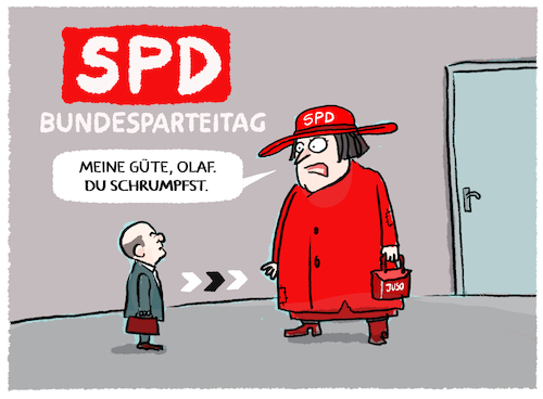 Cartoon: SPD-Parteitag... (medium) by markus-grolik tagged spd,parteitag,scholz,kanzler,umfragen,umfragewerte,regierung,zustimmungswerte,bundeskanzler,jusos,partei,neuwahlen,merz,spd,parteitag,scholz,kanzler,umfragen,umfragewerte,regierung,zustimmungswerte,bundeskanzler,jusos,partei,neuwahlen,merz