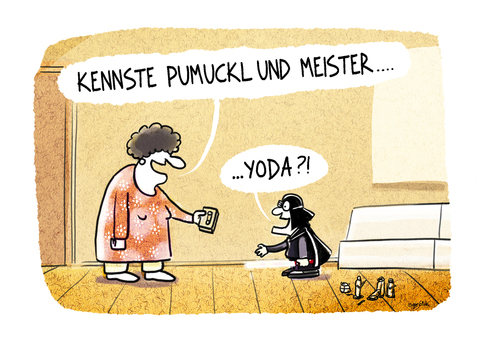 Cartoon: Star Wars im Kinderzimmer... (medium) by markus-grolik tagged cartoon,grolik,umbruch,im,kinderliteratur,der,klassiker,literatur,wissen,kindheit,kinder,jedi,yoda,meister,wars,star