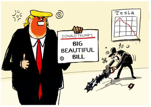 Cartoon: Streit eskaliert... (medium) by markus-grolik tagged trump,musk,big,beautiful,bill,usa,maga,staatsverschuldung,steuererleichterung,reiche,arm,tesla,aktienkurs,spacex,epstein,trump,musk,big,beautiful,bill,usa,maga,staatsverschuldung,steuererleichterung,reiche,arm,tesla,aktienkurs,spacex,epstein
