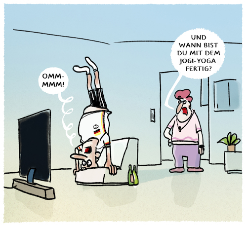 Cartoon: Taktik Gymnastik (medium) by markus-grolik tagged yoga,jogi,löw,taktik,gymnastik,deutschland,fussball,nationalmannschaft,yoga,jogi,löw,taktik,gymnastik,deutschland,fussball,nationalmannschaft