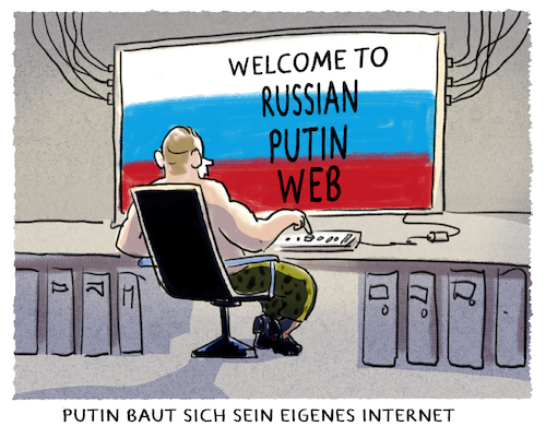 Cartoon: Trend zum world-national-web (medium) by markus-grolik tagged putin,russland,internet,www,web,moskau,zensur,troll,cyber,cyberattacken,putin,russland,internet,www,web,moskau,zensur,troll,cyber,cyberattacken
