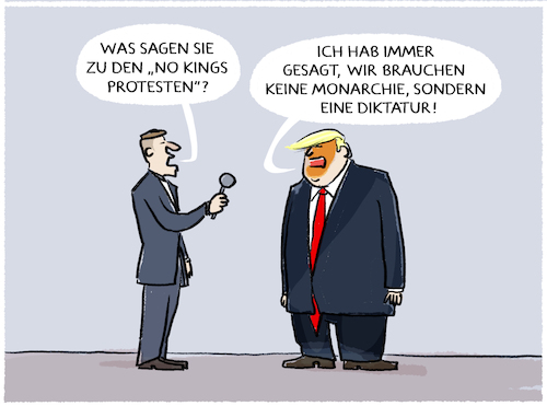 Cartoon: Trump (medium) by markus-grolik tagged trump,maga,usa,us,monarchie,proteste,demokratie,ice,diktatur,demonstrationen,no,king,trump,maga,usa,us,monarchie,proteste,demokratie,ice,diktatur,demonstrationen,no,king