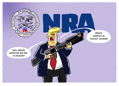 Cartoon: Trump in den Startlöchern (medium) by markus-grolik tagged nra,donald,trump,usa,republikaner,texas,uvalde,amoklauf,grundschule,schulen,waffen,waffengesetze,waffenbesitz,biden,demokraten,midterms,wahlkampf,nra,donald,trump,usa,republikaner,texas,uvalde,amoklauf,grundschule,schulen,waffen,waffengesetze,waffenbesitz,biden,demokraten,midterms,wahlkampf