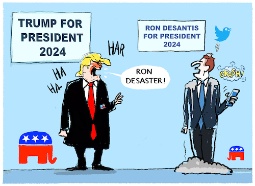 Cartoon: Trumps Herausforderer.... (medium) by markus-grolik tagged donald,trump,herausforderer,ron,desantis,republikaner,usa,us,vorwahlkampf,wahlkampf,kandidatur,joe,biden,praesident,twitter,panne,musk,donald,trump,herausforderer,ron,desantis,republikaner,usa,us,vorwahlkampf,wahlkampf,kandidatur,joe,biden,praesident,twitter,panne,musk