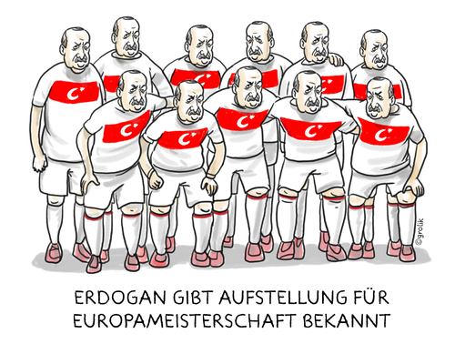 Cartoon: Türkei als EM-Titelfavorit (medium) by markus-grolik tagged erdogan,türkei,europameisterschaft,islam,zensur,pressefreiheit,akp,ankara,brüssel,visa,vollmitgliedschaft,aufstellung,flüchtlingspolitik,merkel,europa,fussball,em,erdogan,türkei,europameisterschaft,islam,zensur,pressefreiheit,akp,ankara,brüssel,visa,vollmitgliedschaft,aufstellung,flüchtlingspolitik,merkel,europa,fussball,em