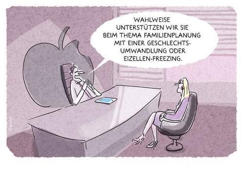 Cartoon: Unternehmensfamilie (medium) by markus-grolik tagged apple,facebook,unternehmen,social,freezing,familienplanung,quote,führungsposition,karriere,cartoon,grolik,apple,facebook,unternehmen,social,freezing,familienplanung,quote,führungsposition,karriere,cartoon,grolik