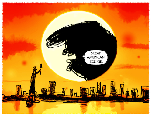 Cartoon: USA totale Sonnenfinsternis... (medium) by markus-grolik tagged usa,totale,sonnenfinsternis,nordamerika,wahlkampf,trump,biden,zukunft,sonne,kanada,mexiko,great,american,eclipse,republikaner,demokaten,demokratie,usa,totale,sonnenfinsternis,nordamerika,wahlkampf,trump,biden,zukunft,sonne,kanada,mexiko,great,american,eclipse,republikaner,demokaten,demokratie