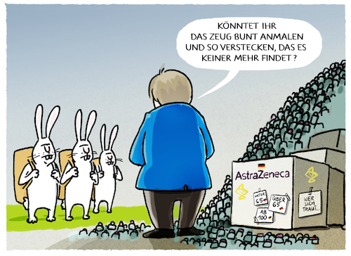 Cartoon: Vaxzevria... (medium) by markus-grolik tagged karikatur,osterhasen,eier,verstecken,versteckt,bemalen,astrazeneca,impfen,impfstopp,deutschland,corona,impfstoff,nebenwirkungen,osterhase,ostern,karikatur,osterhasen,eier,verstecken,versteckt,bemalen,astrazeneca,impfen,impfstopp,deutschland,corona,impfstoff,nebenwirkungen,osterhase,ostern