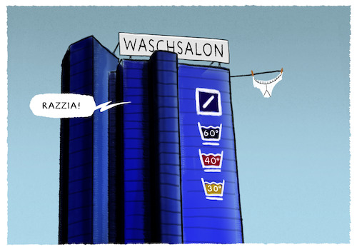 Cartoon: ...wash and go... (medium) by markus-grolik tagged deutsch,bank,geldwäsche,steuer,steuerhinterziehung,paradies,paper,razzia,frankfurt,schwarzgeld,deutsch,bank,geldwäsche,steuer,steuerhinterziehung,paradies,paper,razzia,frankfurt,schwarzgeld