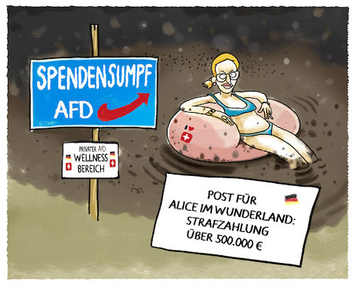 Cartoon: Weidels Spendensumpf (medium) by markus-grolik tagged spenden,spende,spendengelder,illegal,illegale,strafe,bestrafung,partei,spendenskandal,afd,weidel,spendensumpf,schweiz,parteispenden,gauland,spenden,spende,spendengelder,illegal,illegale,strafe,bestrafung,partei,spendenskandal,afd,weidel,spendensumpf,schweiz,parteispenden,gauland