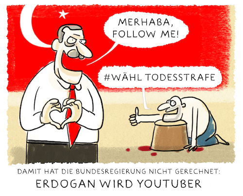 Cartoon: Werbeverbot (medium) by markus-grolik tagged erdogan,türkei,deutschland,bundesregierung,youtube,social,media,merkel,grundwerte,todesstrafe,votum,europa,beitrittsverhandlungen,brüssel,erdogan,türkei,deutschland,bundesregierung,youtube,social,media,merkel,grundwerte,todesstrafe,votum,europa,beitrittsverhandlungen,brüssel