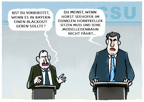 Cartoon: Worstcase Szenario (medium) by markus-grolik tagged blackout,bayern,katastrophenfall,stromausfall,csu,soeder,aiwanger,seehofer,blackout,bayern,katastrophenfall,stromausfall,csu,soeder,aiwanger,seehofer