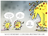 Cartoon: A und O von who is who (small) by markus-grolik tagged who,corona,mutationen,alpha,beta,nationen,umbenennung,griechisches,alphabet,virus,omega,namen