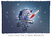 Cartoon: ..Attacke... (small) by markus-grolik tagged wanna,cry,computervirus,nsa,digital,internet,cyberkrieg,cyberangriff,computer,windows,microsoft,pc,hacken,bitcoin