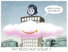 Cartoon: ...bedenkenlos... (small) by markus-grolik tagged amazon,jeff,bezos,diess,volkswagen,cloud,vw,energie,server,serverfarmen,auto,elektromobilität,eauto,deutschland,konzern,monopol,daten,datensicherheit,datenspeicher