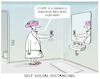 Cartoon: Daily challenge.. (small) by markus-grolik tagged distanz,frau,badezimmer,bademantel,morgens,spiegel,anschauen,inneren,corona,stay,at,home,self,social,distancing,abstand