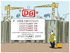 Cartoon: Dauerbaustelle Stuttgart (small) by markus-grolik tagged dauerbaustelle,deutschland,db,bahn,bahnhof,kabel,stuttgart,21,baustelle,planung,zugverkehr,bahnreisen,bahnreisende