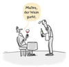 Cartoon: Der Sommelier... (small) by markus-grolik tagged sommelier,wein,korken,kork,rotwein,chablis,genuss,weinkenner,cartoon,grolik