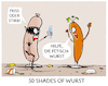 Cartoon: Fetischisten.. (small) by markus-grolik tagged vegan,fleisch,fleischkonsum,wurst,fetischwurst,deutschland,populismus,polarisierung,influencer,social,media,bayern,soeder,habeck,fetisch,wurstgefresse,gemuese,karotte