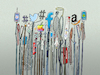 Cartoon: ..Arsenal... (small) by markus-grolik tagged digital,konzerne,digitalisierung,streaming,amazon,netflix,dienst,konsum,konsumenten,kapitalismus,mittelalter,modern