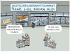 Cartoon: Gewinnmitnahmen... (small) by markus-grolik tagged aldi,rewe,edeka,lidl,deutschland,lebensmittelmarkt,supermarkt,einkauf,inflation,preise,gewinnmitnahme,kartell,kartellamt,preisabsprachen