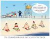 Cartoon: Holidays... (small) by markus-grolik tagged grolik,sommer,strand,minuten,fuenf,sonnen,leute,anstehen,reihe,inland,ostsee,nordsee,zeit,limit,zeitlimit,europa,eu,corona,urlaub,grenzen