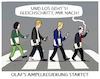 Cartoon: Losampeln... (small) by markus-grolik tagged zebrastreifen,gleichschritt,scholz,lindner,habeck,baerbock,anfuehren,ampelregierung,start,spd,ampel,koalitionsvertrag,fdp,gruene