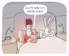 Cartoon: Ostern 2020 (small) by markus-grolik tagged pandemie,bette,ehebett,schlafzimmer,paar,ehepaar,lesen,beleidigt,ausgangssperre,ostern,hase,osterhase,corona,gute,nacht,exit