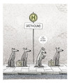 Cartoon: Schienenersatzverkehr (small) by markus-grolik tagged schienenersatzverkehr,bahn,bus,fernbus,streik,greyhound,warten,hund,windhund,haltestelle,verkehr,stau,nahverkehr,fernverkehr,grolik,cartoon,greyhoundbus