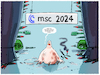 Cartoon: Start der MSC (small) by markus-grolik tagged muenchner,sicherheitskonferenz,msc,2024,krieg,frieden,deutschland,china,usa,russland,nato,ukraine,gaza,muenchen,europa,atomwaffen