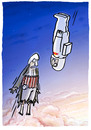 Cartoon: Stratosphärische  Begegnung.... (small) by markus-grolik tagged begegnung,rekord,fallhöhe,sprung,himmel,paradies,jungfrauen,terror,terrorist,sprengstoffattentäter,in,die,luft,jagen,bumm,dnt,taliban,redbull,verleiht,flügel,30000,meter,dünne,erde,gott,allah,westen,werbung,marketing,softdrinks,sponsoringkapitalismus,cart