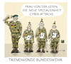 Cartoon: Verteidigungs-Start-Up (small) by markus-grolik tagged soldaten,bundeswehr,deutschland,cyberangriff,ursula,von,der,leyen,verteidigung,verteidigungsminister,hipster,bundesregierung