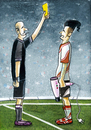 Cartoon: ...Verwarnung... (small) by markus-grolik tagged em,europameisterschaft,frankreich,fussball,schiedsrichter,beauty,paris,stadion,spieler,fussballspieler,tiki,taka,ablöse,videobeweis,grolik