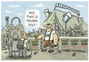 Cartoon: ...VIP-Lounge... (small) by markus-grolik tagged wiesn,oktoberfest,promi,promis,vip,zone,lounge,bier,flüchtlinge,erstaufnahmelager,zelt,bierzelt,münchen,weltstadt,saufen,csu,geld,status,heimat,cartoon,grolik