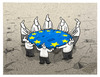 Cartoon: Warteposition (small) by markus-grolik tagged schuldenschnitt,grexit,schulden,eu,griechenland,europa,union,exit,euro,varoufakis,tsipras,drachme,iwf,ezb,troika,rettungsschirm,cartoon,grolik