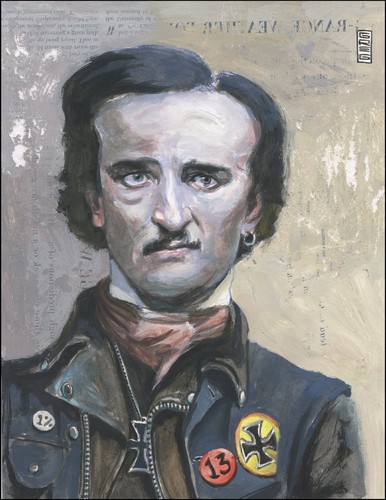 Cartoon: Poe (medium) by greg hergert tagged halloween,poe,edgar,allan,biker,badass