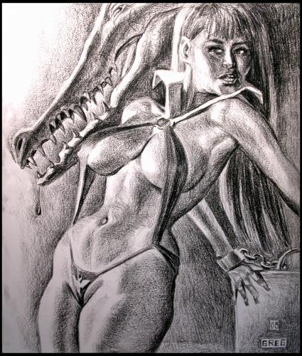 Cartoon: Vampirella (medium) by greg hergert tagged greg,vampirella,evil,ali,retro,classic,horror