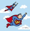 Cartoon: Super (small) by Juan Carlos Partidas tagged super superman superhero superheroe hombre acero man steel movie comic comics character size talla extra xl large suit traje logo sign signo clark kent kalel fly flying sky