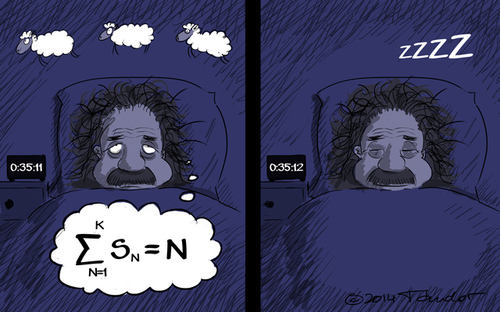 Cartoon: Counting sheeps (medium) by Mandor tagged fall,asleep,sheep,einstein