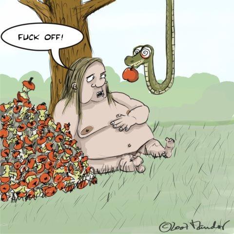 Cartoon: Eden (medium) by Mandor tagged eden,snake,eva,apple