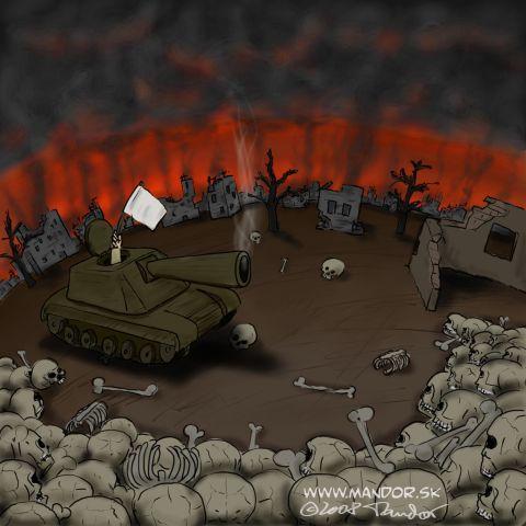 Cartoon: End of war (medium) by Mandor tagged war,white,flag