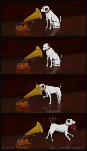 Cartoon: His masters voice? (medium) by Mandor tagged his,masters,voice,steak