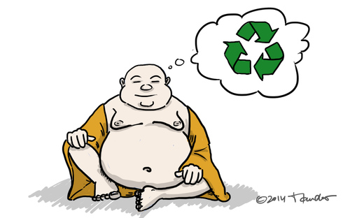 Cartoon: Inventing reincarnation (medium) by Mandor tagged buddha,inventing,reincarnation,recycle,recyclation