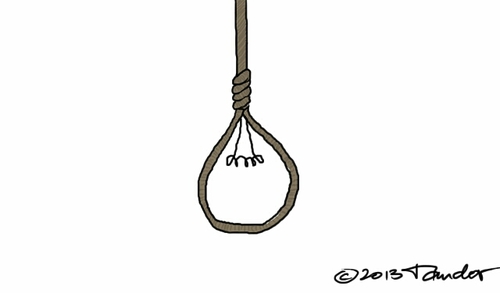 Cartoon: Morbid idea (medium) by Mandor tagged slip,knot,bulb,idea