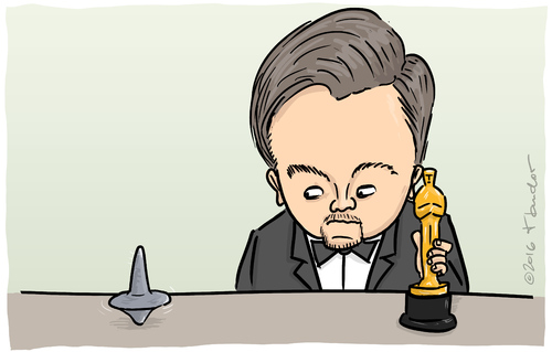 Cartoon: Oscar (medium) by Mandor tagged leonardo,dicaprio,oscar,inception