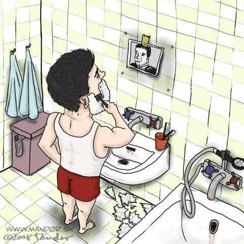 Cartoon: Shaving (medium) by Mandor tagged shaving,photo,broken,mirror