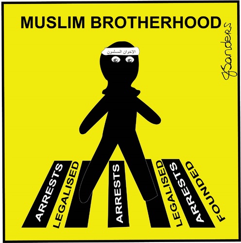 Cartoon: Muslim Brotherhood (medium) by JSanders tagged muslim,brotherhood,egypt,2014,march