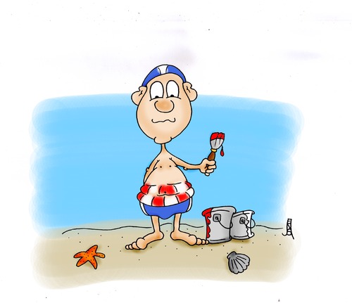 Cartoon: Rettungsringe (medium) by Maninblack tagged pinsel,farbe,baden,strand,rettungsring