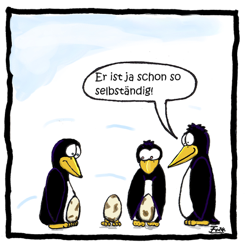 Cartoon: Selbständigkeit (medium) by fricke tagged pinguin,fricke,cartoon,crazytimes